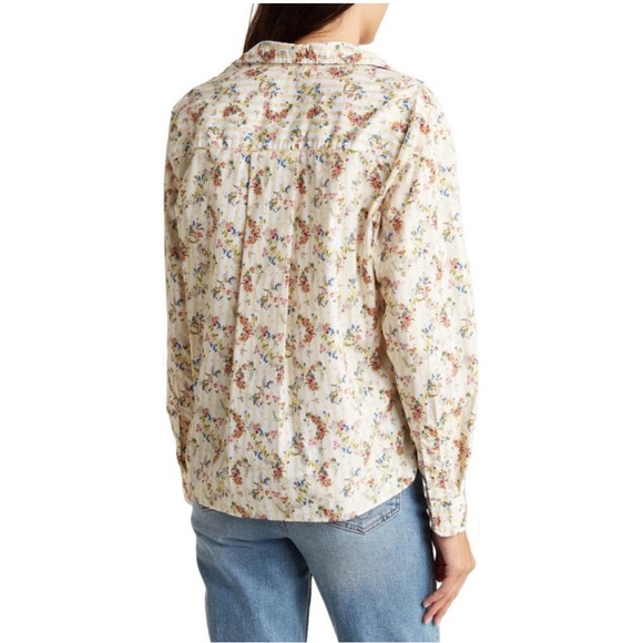 Frank & Eileen Silvio Floral Stripe Button-Up Shirt Size Small - Picture 12 of 12